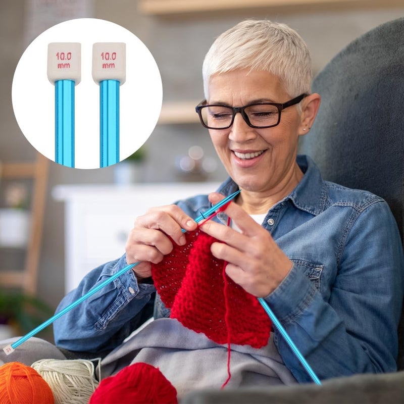 BCMRUN 28Pcs/14 Pairs Stainless Steel Knitting Needles Set, Colored Straight Single Pointed Metal Knitting Needles, 14 Size from 2.0mm-10.0mm, 9.8 Inches Length for Handmade DIY Knitting (25cm) - Image 4